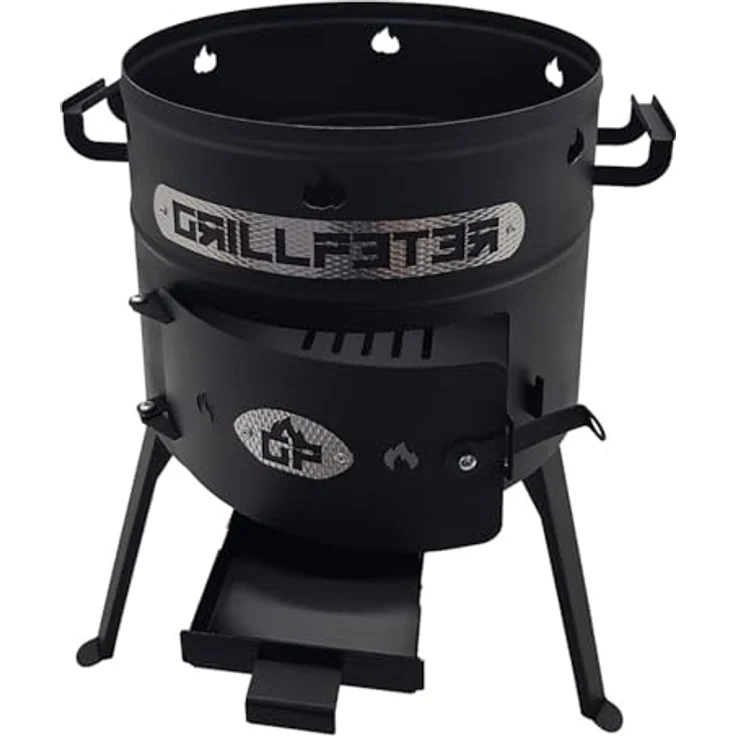 Grillpeter Utschak Set Nurlan D40cm mit Kasan 10L mit Abdeckhaube, Stahl 1,5mm feuerfest lackiert, traditionelles Kochen aus Mittelasien, Gusseisen Kazan 10L, robuste Abdeckhaube – Bild 7