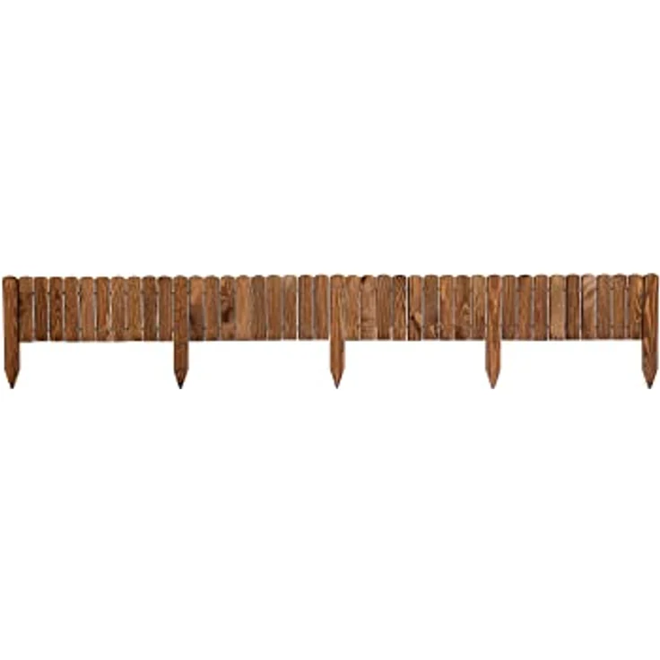 Garronda Beeteinfassung Holz Rollzaun Gartenzaun imprägniert Flexibler Rollborder Rasenkante Palisade Umzäunung für Garten Länge: 200 cm GD-0046 (Dunkelbraun, Höhe: 10 cm) – Bild 5