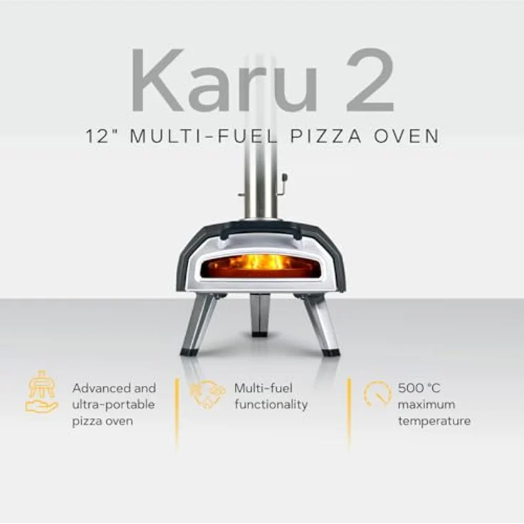 Ooni Karu 2, tragbarer Pizzaofen mit wetterfester Schale und integriertem Thermometer – Bild 2
