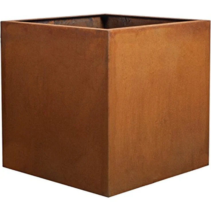 Köhko® Designer-Blumenkübel aus Cortenstahl VIVO 28 x 28 x 27 cm | Pflanztopf in Edelrost-Optik in Quaderform – Bild 2