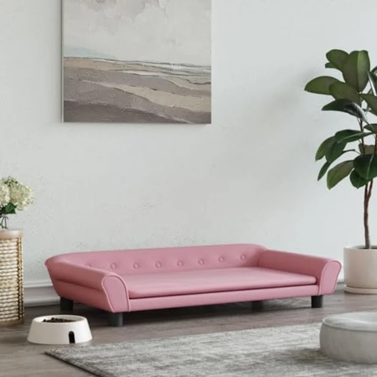 vidaXL Hundebett, Hundekissen mit weicher Polsterung, Hundesofa Hundecouch für kleine Hunde Haustiere, Haustierbett Katzenbett, Rosa Samt – Bild 2