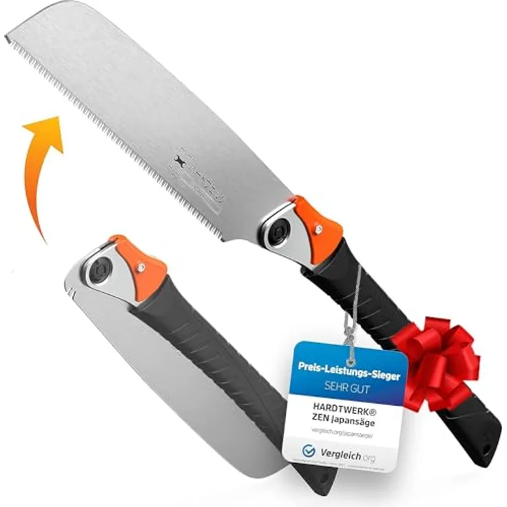 Hardtwerk® Japansäge Zen Kataba 240 mm, SK4 Karbonstahl, Zugsäge für präzise Holzarbeiten mit Super-Grip Griff
