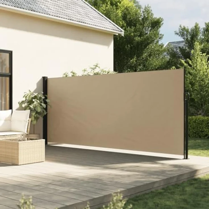 vidaXL Seitenmarkise, Sichtschutz Ausziehbar, Windschutz Sonnenschutz, Beige 170x300cm – Bild 2