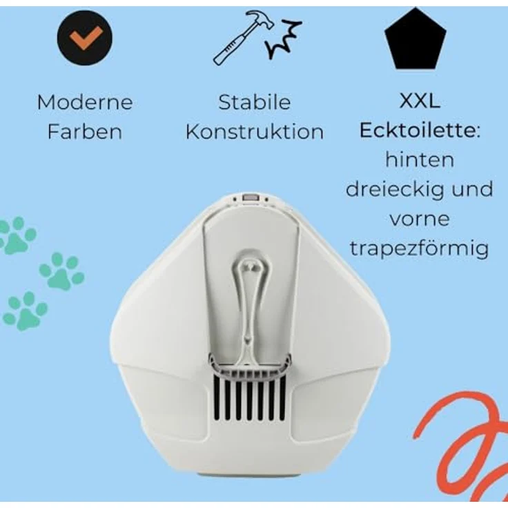 2X Große Eck Katzentoilette Katzenklo Ecke mit Deckel geschlossen XXL Ecktoilette Katzen Haubentoilette Filter Schaufel Doppelpack Sparpaket – Bild 5