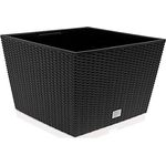 Prosperplast quadratisch Blumentopf in Rattan-Optik Rato Serie anthrazit Volumen 64 L, schwarz, 39 x 39 x 40,5 cm, DRTS400L-S433