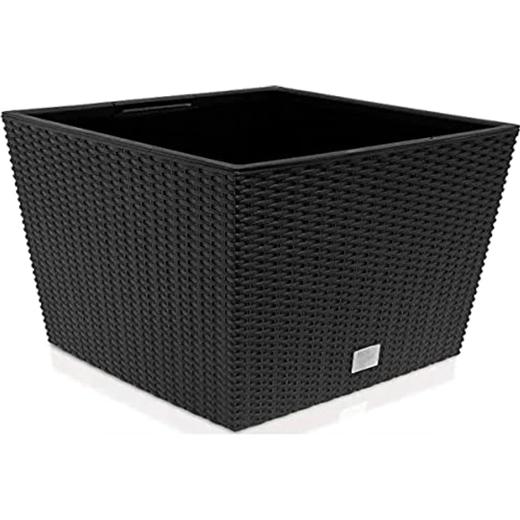 Prosperplast quadratisch Blumentopf in Rattan-Optik Rato Serie anthrazit Volumen 64 L, schwarz, 39 x 39 x 40,5 cm, DRTS400L-S433 – Bild 1