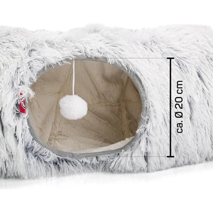 CanadianCat Company | Katzentunnel CUBI - XXL eckiger Tunnel inkl. Liegekissen | grau | für große Katzen geeignet – Bild 5