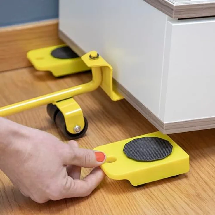InnovaGoods - Hebe- und Transportwerkzeug HeavEasy, 5 Stücke, Bis zu 200 kg Tragkraft, Ergonomisch und Robust, Gelb und Schwarz – Bild 4
