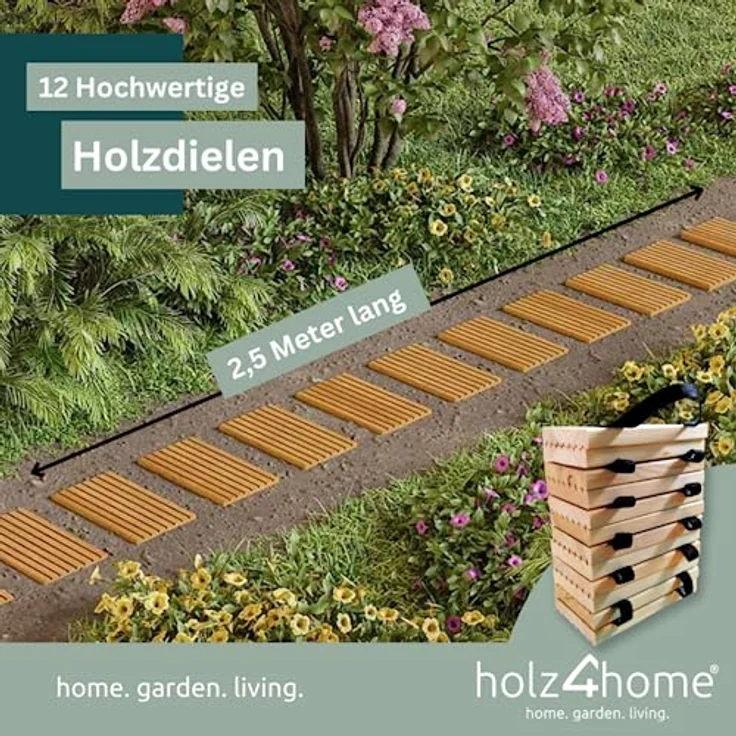 holz4home® Rollweg Aus Lärche 35 cm | Einfach Ausrollen | Witterungsbeständig, schnell trocknend und Stabil | Besonders rutschfeste Oberfläche durch Riffelung – Bild 3