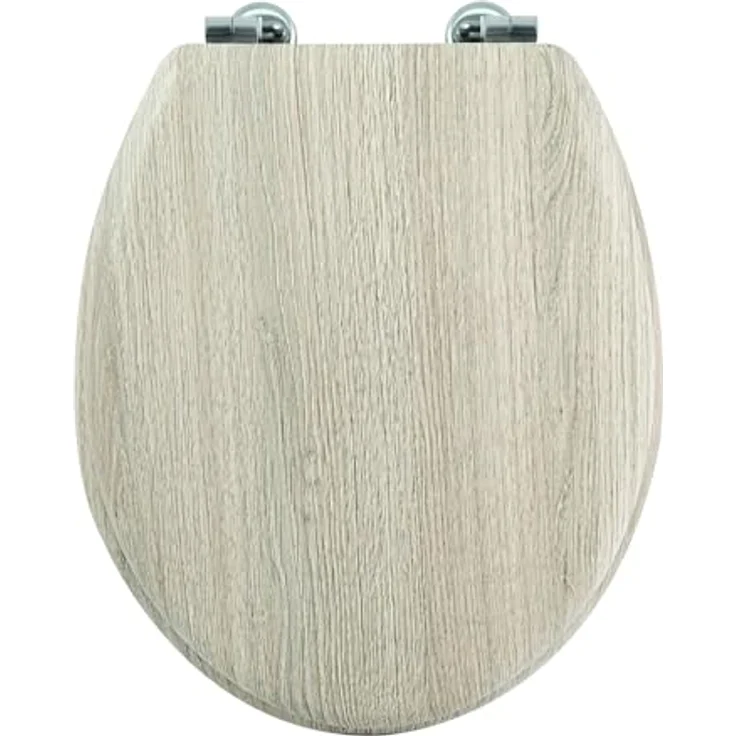MSV WC-Sitz Parkett MDF, 42,5 cm x 36,5 cm x 5 cm, mit Edelstahl-Scharnieren, Holzoptik, feuchtigkeitsbeständig und leicht zu reinigen – Bild 2