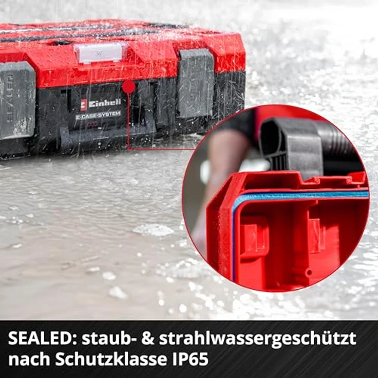 Einhell E-Case L SEALED, Werkzeugkoffer mit max. 120 kg Tragkraft, staubdicht und strahlwassergeschützt, Trolleygriff, kompatibel mit Half Size E-Cases, 44 x 40 x 36 cm – Bild 5