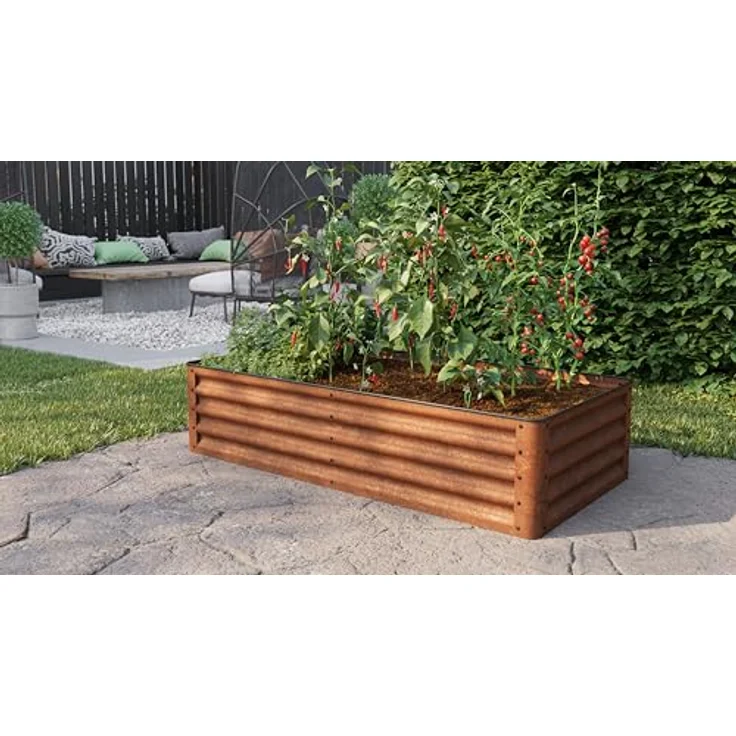 GFP Primeyard Luca Cortenstahl-Hochbeet 150x75x35 cm - Stabiles Gartenbeet mit natürlicher Rostoptik, sicherem Kantenschutz und ergonomischer Höhe für ganzjährigen Einsatz – Bild 2