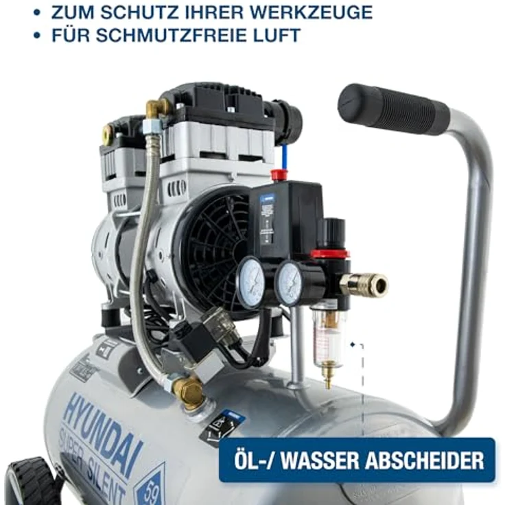 HYUNDAI Silent Kompressor SAC55753 (8 bar, 50L, ÖLFREI, 59 dB, 1.5 kW / 2.0 PS) – Bild 4