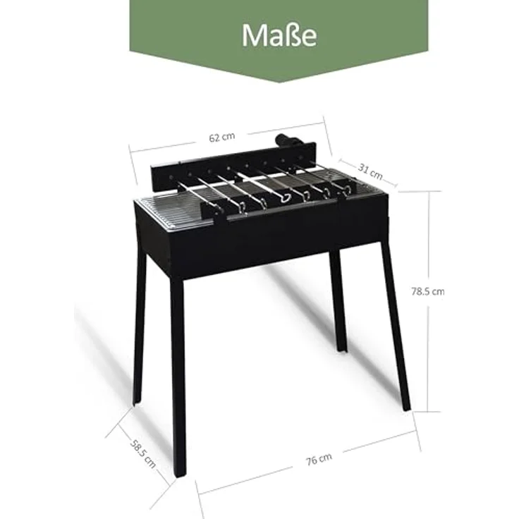 Mangal Grill 2in1 inkl 8x Drehspieße mit Motor und Grillrost Schaschlik Standgrill – Bild 3