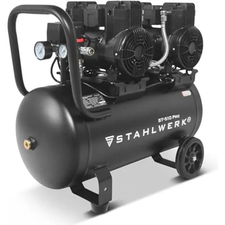 STAHLWERK Kompressor ST-510 Pro, ölfreier Druckluftkompressor 10 bar, 50 L, 3,94 PS, 500 l/min, geräuscharm 70 dB