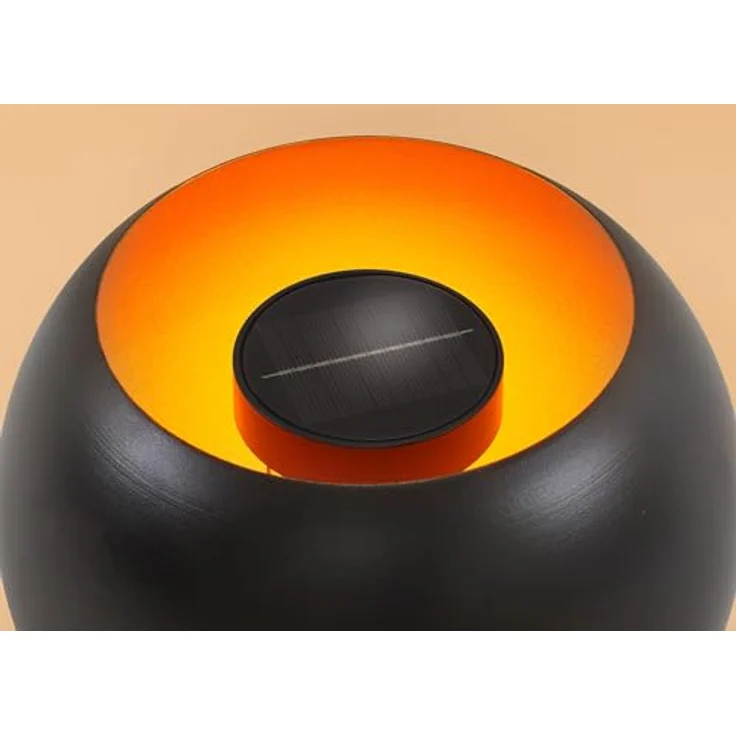 Esotec Solar Feuerschale Fire Pot, wetterfeste Garten-Deko mit realistischem Flammeneffekt, Akku, LED, anthrazit-orange, 26 x 21 cm, für außen – Bild 4