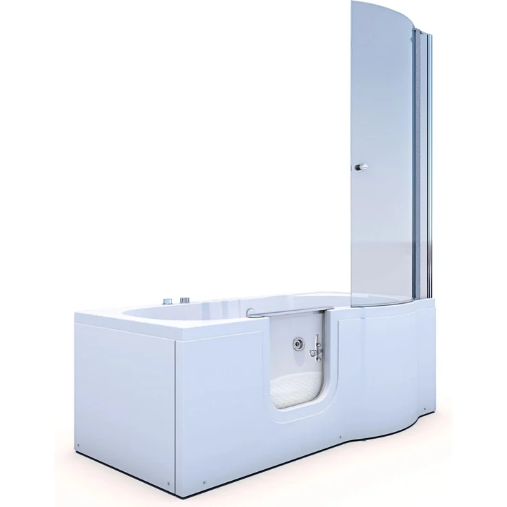 AcquaVapore Seniorendusche und Wanne S12D-WP-L, Duschbadewanne 170x85 cm mit Whirlpool und seitlicher Tür