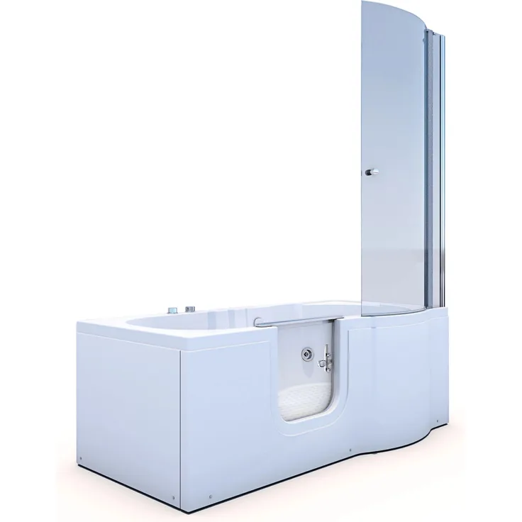AcquaVapore Seniorendusche und Wanne S12D-WP-L, Duschbadewanne 170x85 cm mit Whirlpool und seitlicher Tür