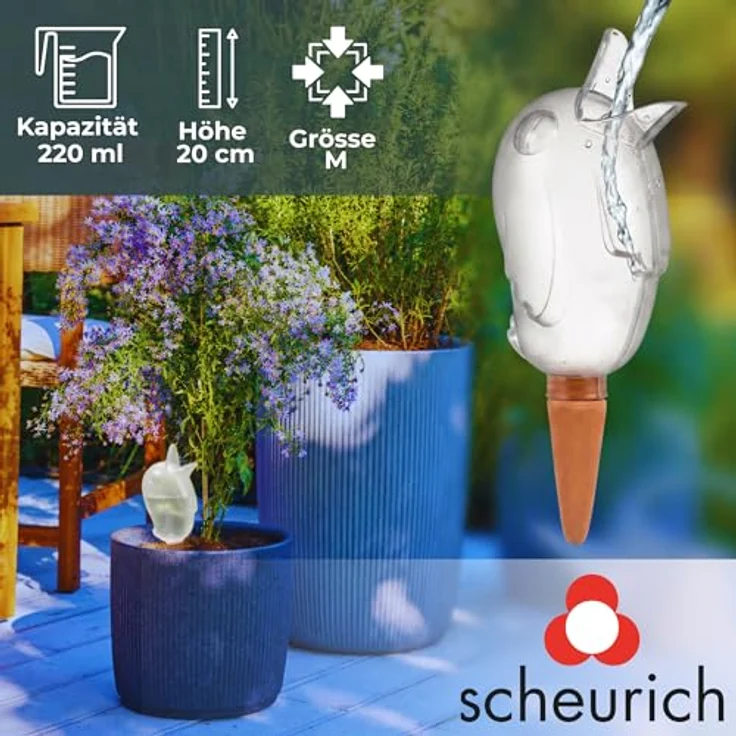 4er-Set Bewässerungskugel Wasserspender Bördy L in transparent - H20cm-220ml - Scheurich – Bild 8