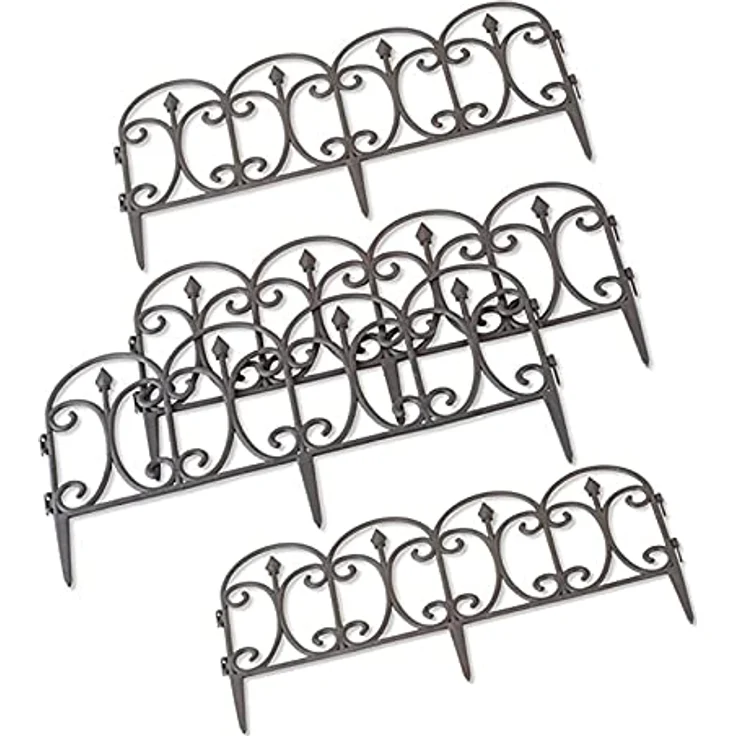 HTI-Living Beetbegrenzung Zierzaun Schnörkel Nessa, Set, 4 Zaunelemente, Beeteinfassung Beetbegrenzung, Witterungsbeständiger Kunststoff, 60,5 cm Breite, 32,5 cm Höhe, 9 cm Erdspieß – Bild 2