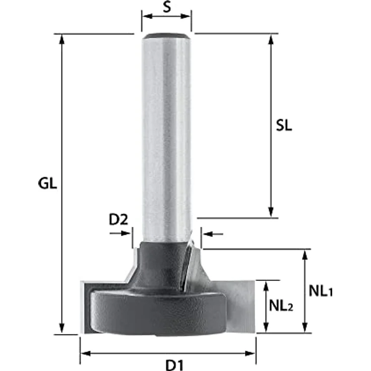 ENT 17828 T-Nutfräser für Regalsysteme HW, Durchmesser 28 mm, Schaft 8 mm, mit Rundungsprofil für Haken und Winkel – Bild 2