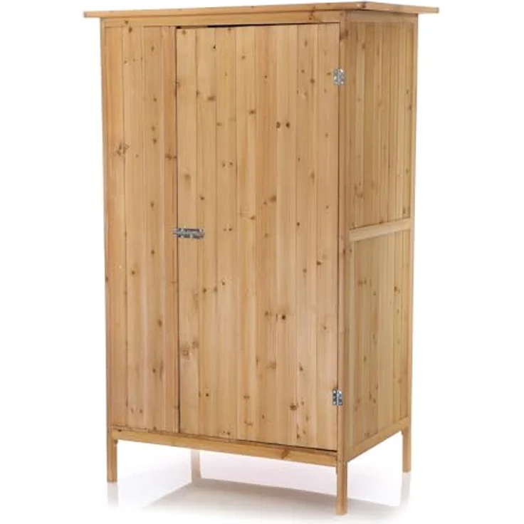 Wiltec Gartenhaus mit 1 Tür in Naturfarbe Holz 92 x 57 x 154cm - Robuste Bauweise, optimale Maße, praktische Aufbewahrung, wetterfestes Dach, einfache Montage by Wiltec – Bild 3