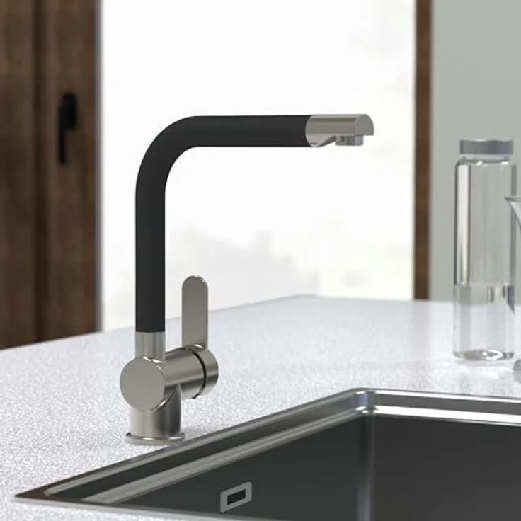 Schütte Spültischarmatur RIO, Wasserhahn mit Energiesparfunktion und 360° schwenkbarer Mischbatterie, inkl. Montageset – Bild 7