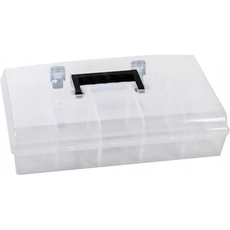 Kistenberg UNIBOX NUN Sortimentsbox, transparent, Kleinteilemagazin mit ergonomischem Griff und Klemmverschlüssen, 400 x 298 x 85mm – Bild 1