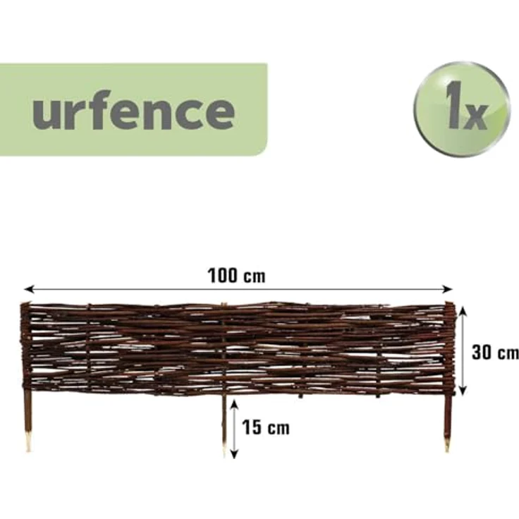 urfence Beetumrandung Weide, 100x30 cm, geflochtene Weidenruten, wetterfest und pflegeleicht – Bild 3