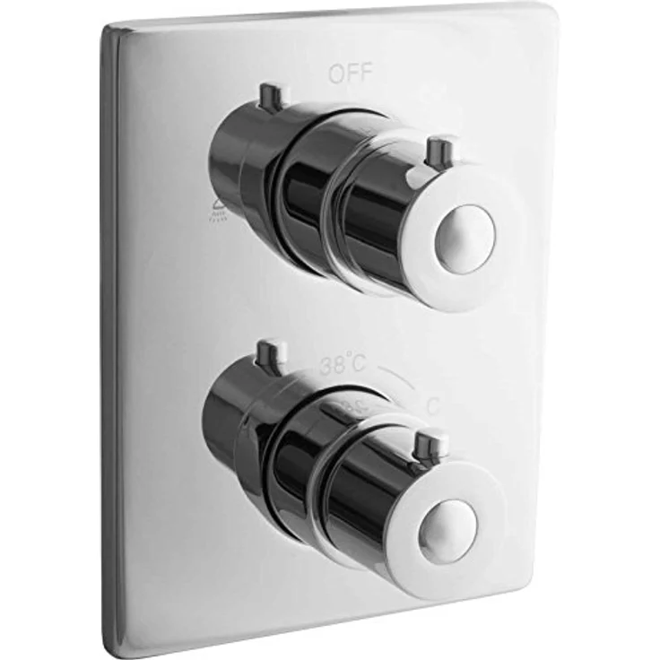 PaulGurkes Thermostat Brausebatterie Unterputz Armatur eckig Duscharmatur aus massivem Messing mit 2-Wege Umsteller – Bild 1