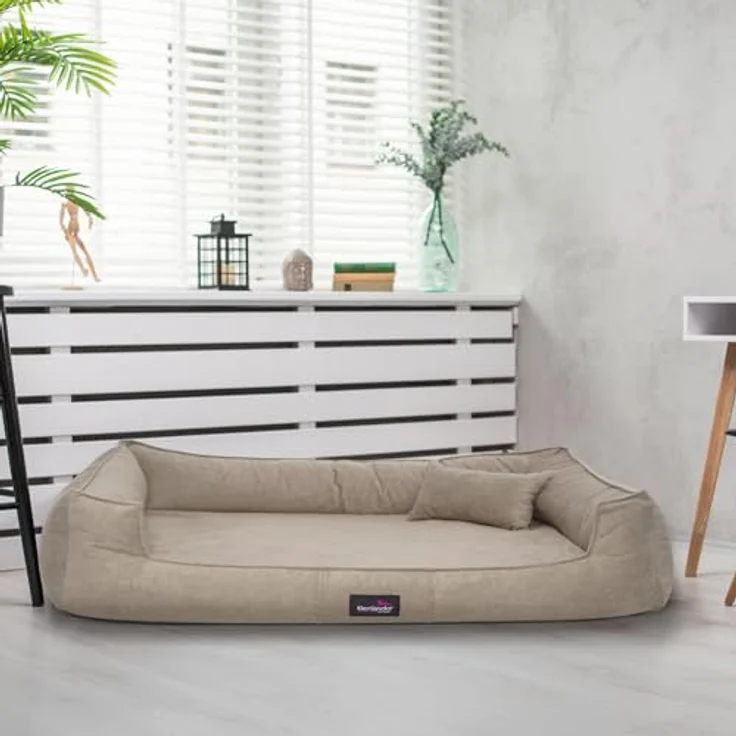 tierlando® Orthopädisches Hundebett Bruce Velours Abnehmbar Waschbar Mittelgroße Große Hunde L XL Hundesofa Hundekorb Viereckig 26 Olive Grün, 110x90cm - Preisvergleich – Bild 3