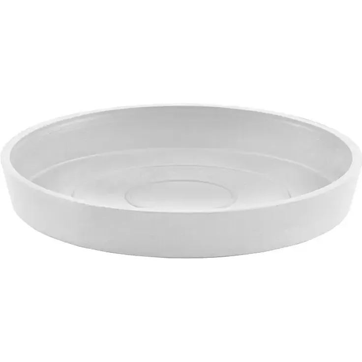 Ecopots Amsterdam Blumentopf-Untersetzer, rund, Ø 18 cm, H 2,5 cm, aus Kunststoff, Weiß
