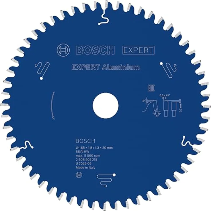 Bosch EXPERT Aluminium Kreissägeblatt, 165 mm, robustes Carbide-Design für Handkreissägen und Metalltrennsägen