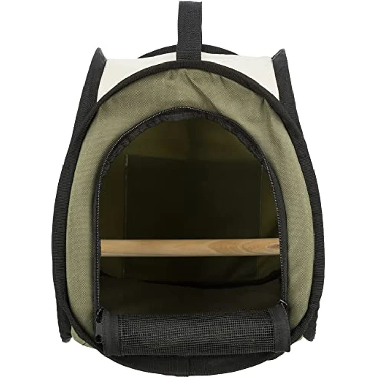 Trixie Transporttasche für Ziervögel, 27 × 32 × 27 cm, beige/olivgrün - 5906 – Bild 2