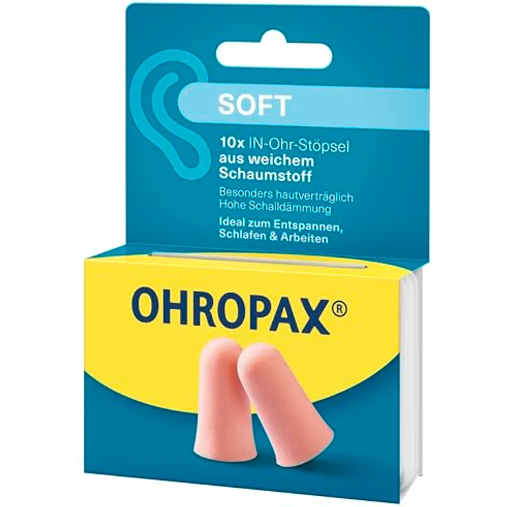 OHROPAX Soft Ohrstöpsel – Weiche IN-Ohr-Stöpsel mit SNR 31 dB – Unauffällig und bequem – 10 Stück – Bild 3