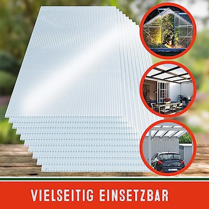 Deuba 14x Polycarbonat Hohlkammerstegplatten 4mm 10,25 m² Doppelstegplatte - 1210x605 Stegplatte Gewächshausplatte – Bild 4