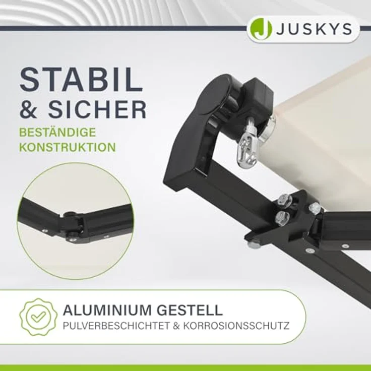 Juskys Gelenkarmmarkise 400 x 300 cm, UV40+ & wasserabweisend, mit Kurbel & Wandhalterung, Beige - Sonnenschutz Balkonmarkise für Terrasse & Balkon – Bild 5