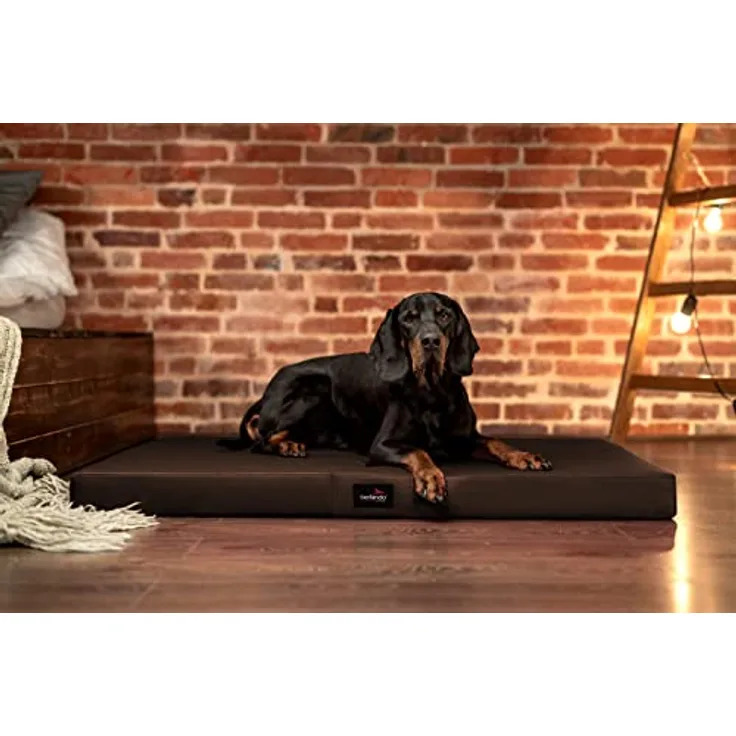 tierlando® Orthopädische Hundematratze Alice Easy CLEAN Kunstleder Visco-Hundematte (AL3 M 80 cm, 01 Braun)