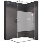 Bernstein Duschabtrennung Walk-In EX101, 10mm Echtglas mit Milchglas-Streifen, Chrom-Wandprofil, 160cm, Nano-Beschichtung