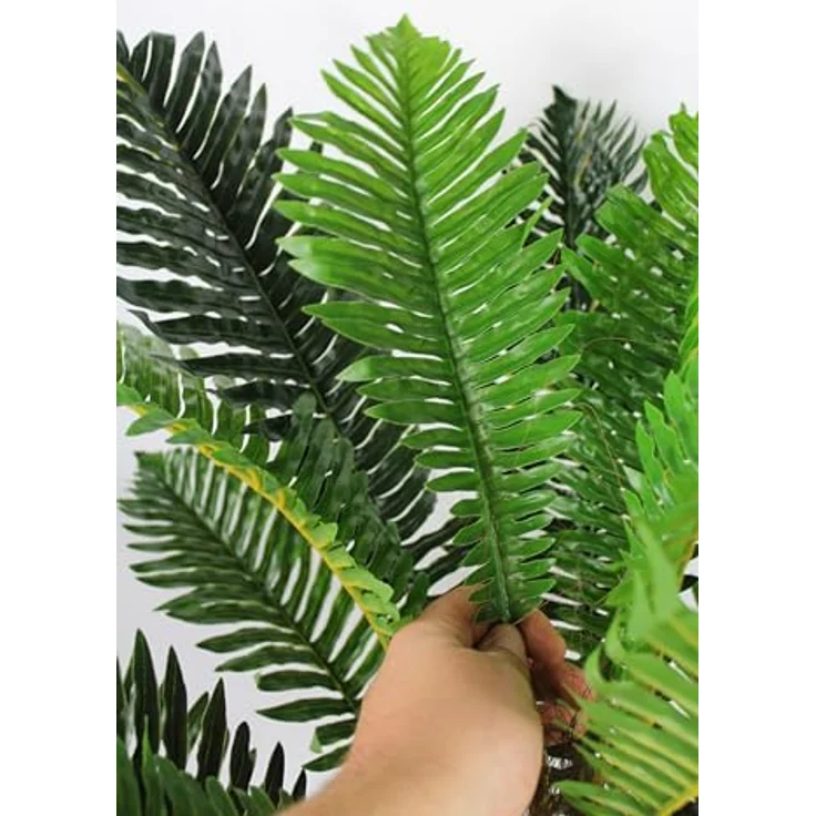 Arnusa Künstliche Palme 100 cm mit 18 Palmenwedel wie echt Kunstpalme Kunstpflanze im Topf mit Palmenfaser – Bild 3