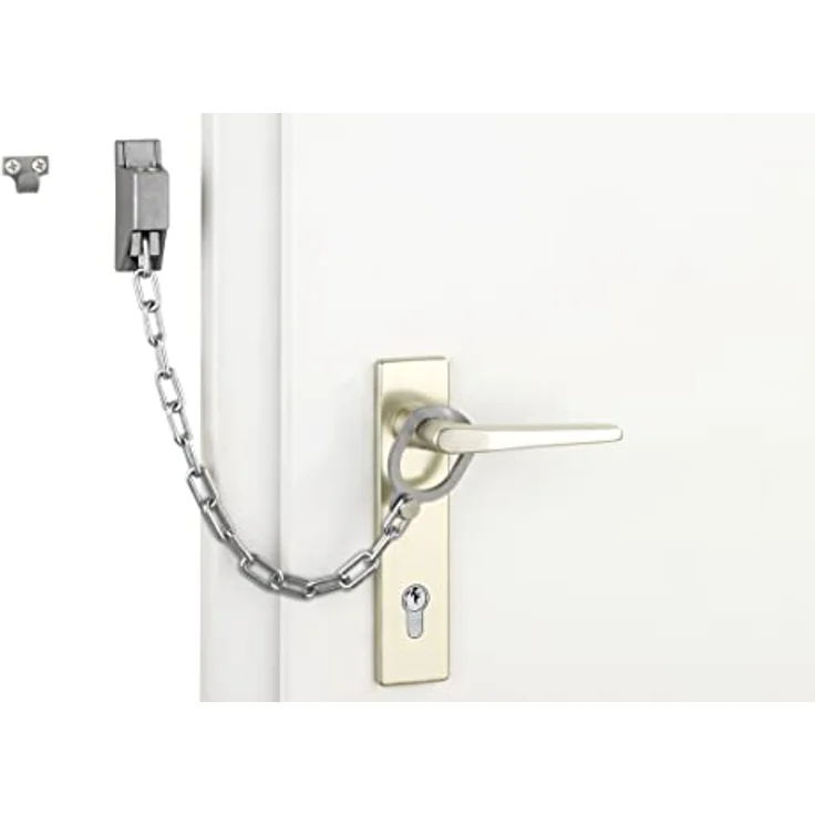Maximex Türgriff-Kette abschließbar - für Haus- und Eingangstüren, verzinktes Metall, 30 x 7 x 2.5 cm, Silber matt – Bild 2