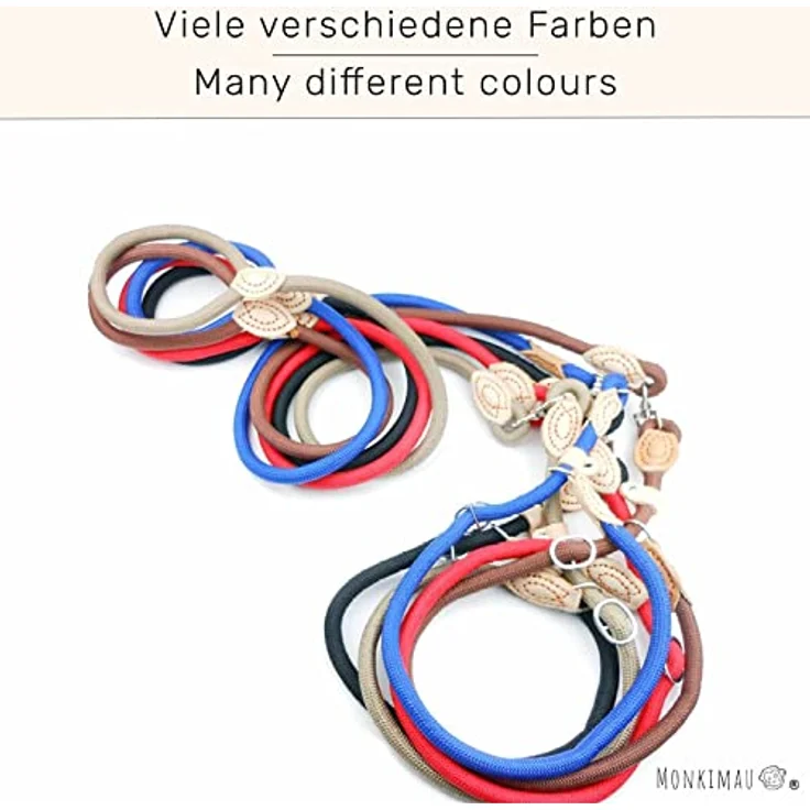 MONKIMAU Hundeleine mit Zugstopp Halsband Set für große Hunde, Nylon 1,4cm x 150cm, reißfest, schwarz – Bild 4