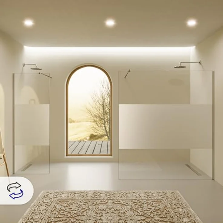 i-flair Duschabtrennung Walk In FIONA 70x200 cm, 10mm TEILSATINIERTES Nano ESG Sicherheitsglas, EDELSTAHL Wandprofil mit verstellbarer Stabilisierungsstange, Montageanleitung inklusive – Bild 3