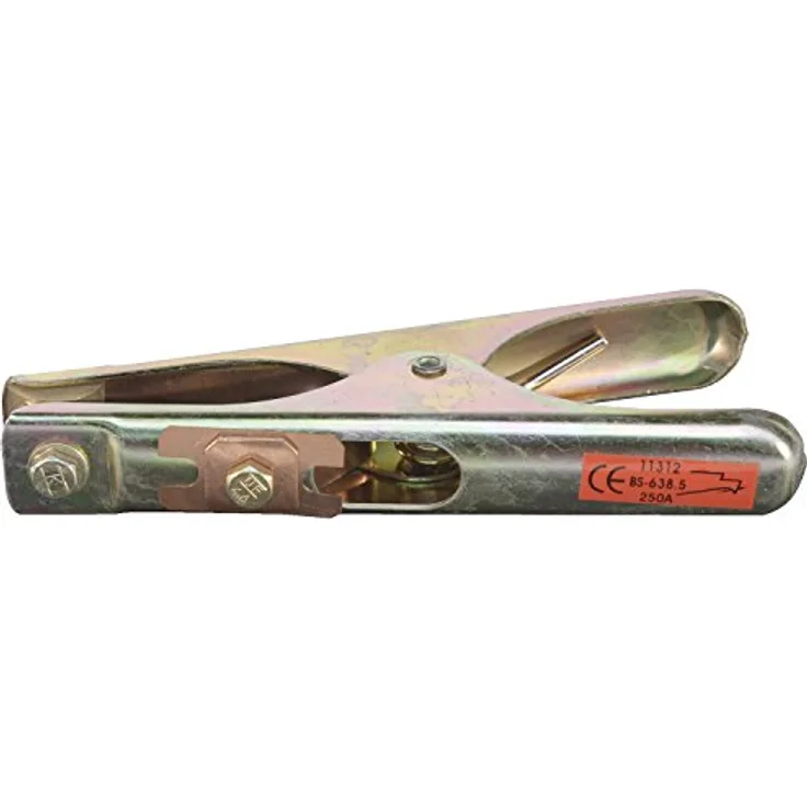 ELMAG 55340 Pol-Schweißklemme mit Kupferlitze, 250 Ampere, 180mm, verzinkt mit starker Feder
