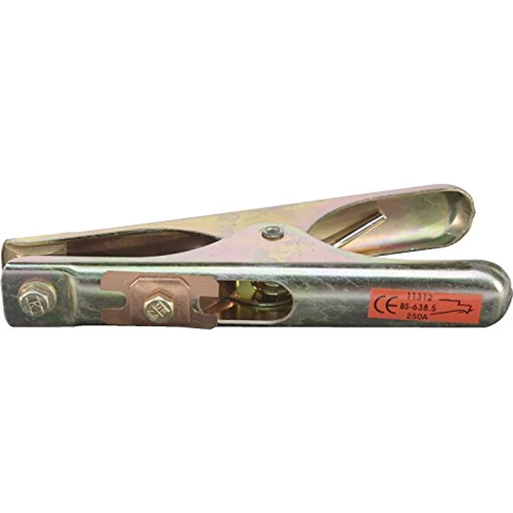 ELMAG 55340 Pol-Schweißklemme mit Kupferlitze, 250 Ampere, 180mm, verzinkt mit starker Feder