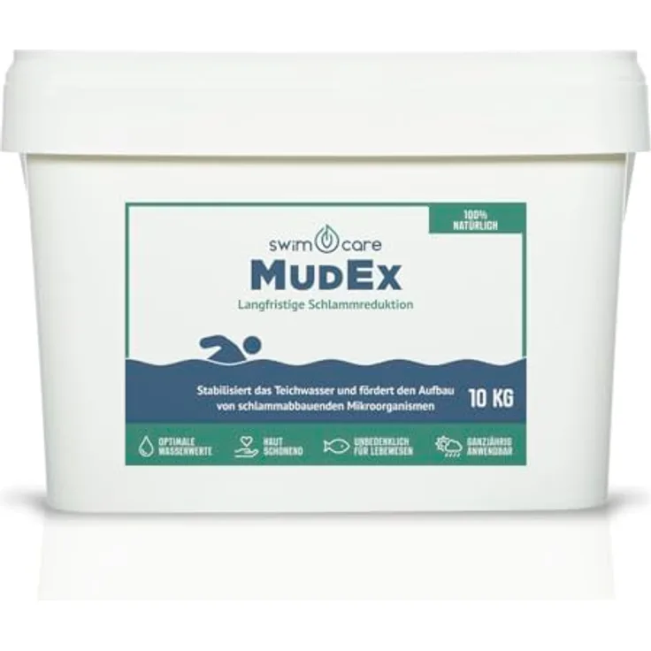 swimcare Teichpflege MudEx, Langfristige Schlammreduktion, 10 kg Eimer, 100% natürlich & unschädlich