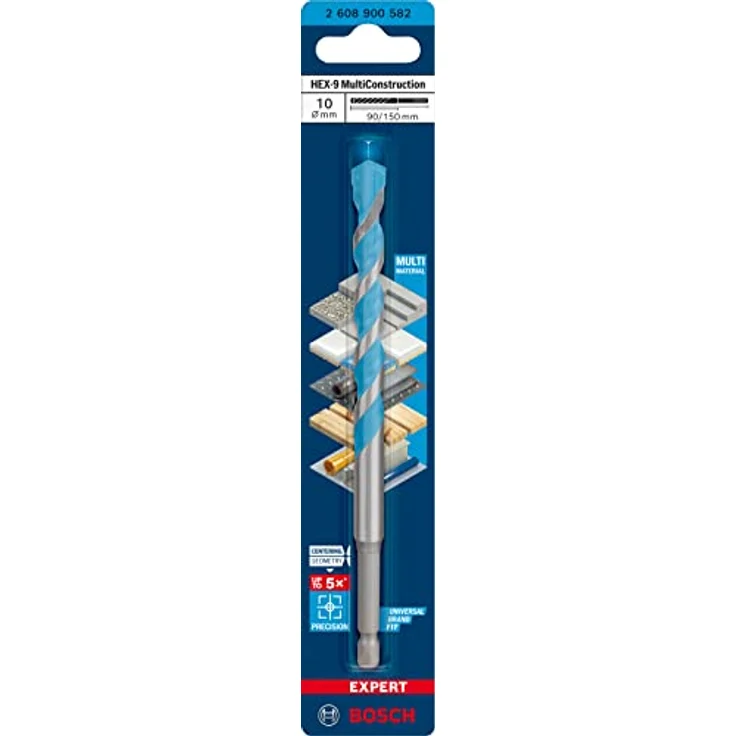 Bosch - Accessories expert HEX-9 2608900582, Mehrzweckbohrer 10 mm, Gesamtlänge 150 mm, Sechskantschaft, präzise Bohrungen in Beton und anderen Materialien – Bild 2