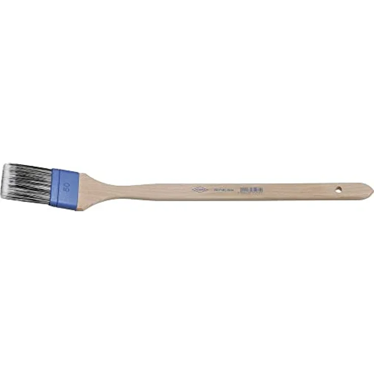 Wistoba 352740 Heizkörperpinsel 1 Stück, Krex Kunstfasern, blaue Kunststoff-Fassungen, lange rohe Holzstiele