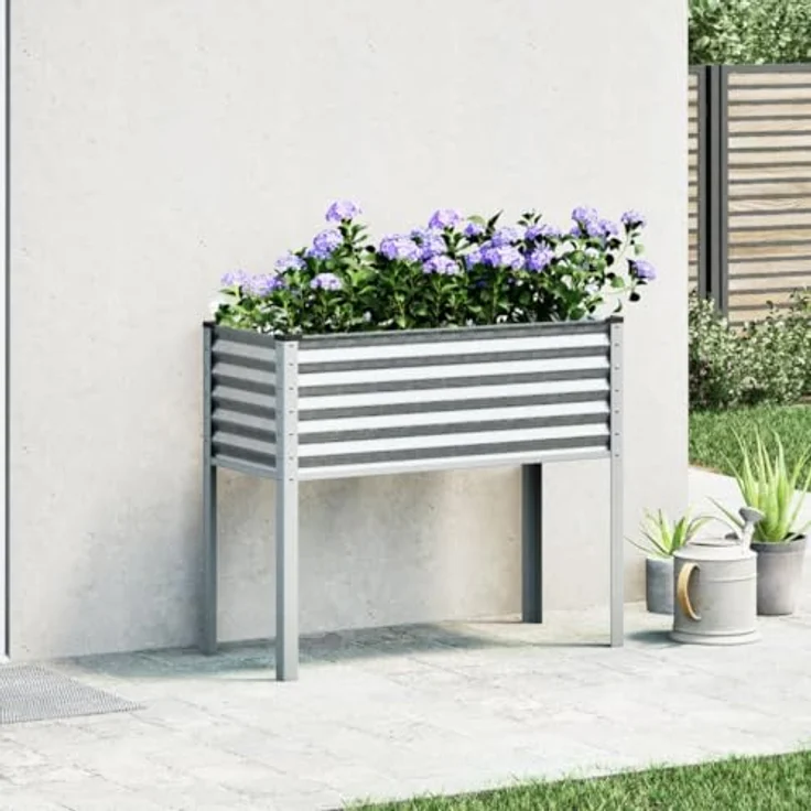 vidaXL Pflanzkübel 100x41x90 cm Verzinkter Stahl, Geräumiger Blumenständer für den Garten – Bild 3