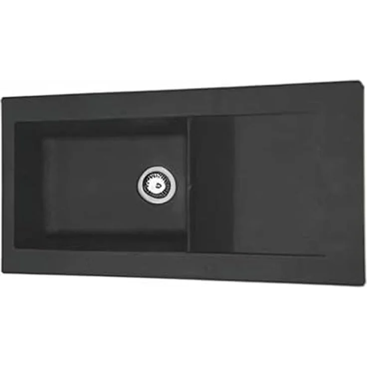 STRADOUR Lierra 1C, Einbau-Einbeckenspüle mit Abtropffläche, 100 x 50 cm, schwarz, hochwertiges Harz – Bild 3